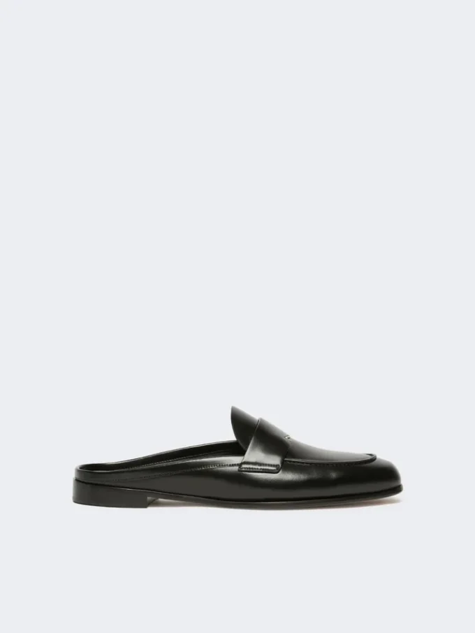 Mules mocassins en cuir lisse, noir Mules mocassins en cuir lisse, noir