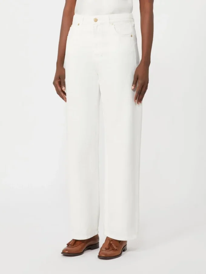 Pantalon 5 poches en coton et lin, blanc Pantalon 5 poches en coton et lin, blanc