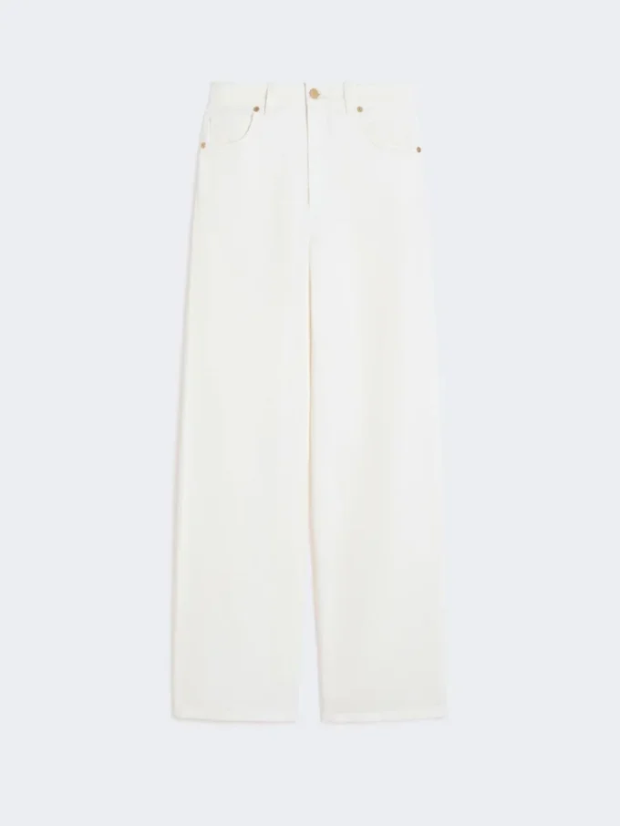 Pantalon 5 poches en coton et lin, blanc Pantalon 5 poches en coton et lin, blanc