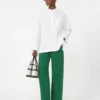 Pantalon 5 poches en coton et lin, vert Pantalon 5 poches en coton et lin, vert