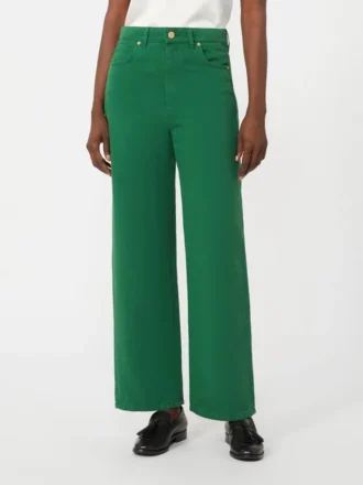 Pantalon 5 poches en coton et lin, vert Pantalon 5 poches en coton et lin, vert