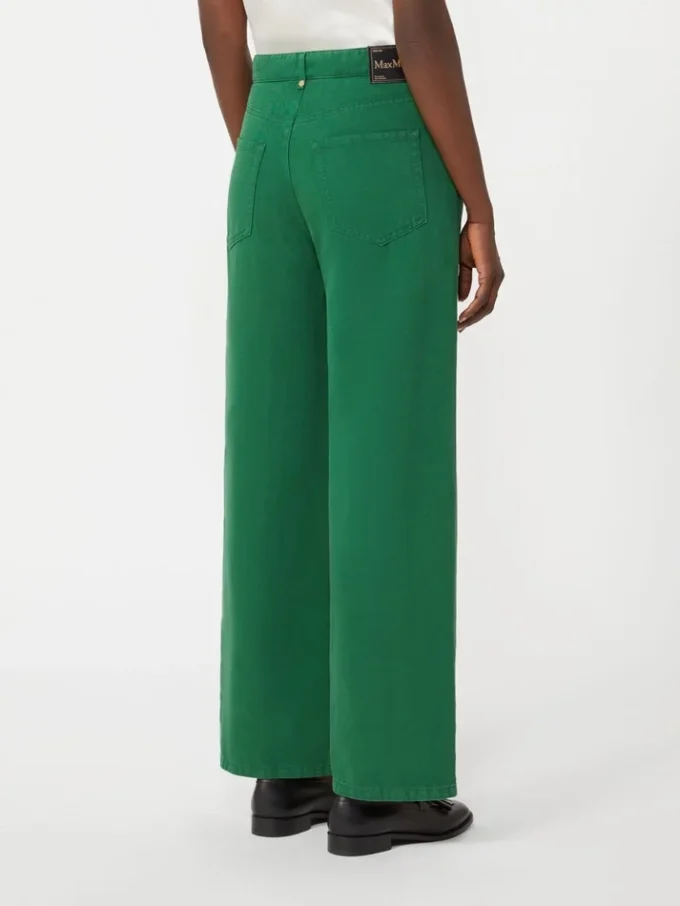 Pantalon 5 poches en coton et lin, vert Pantalon 5 poches en coton et lin, vert