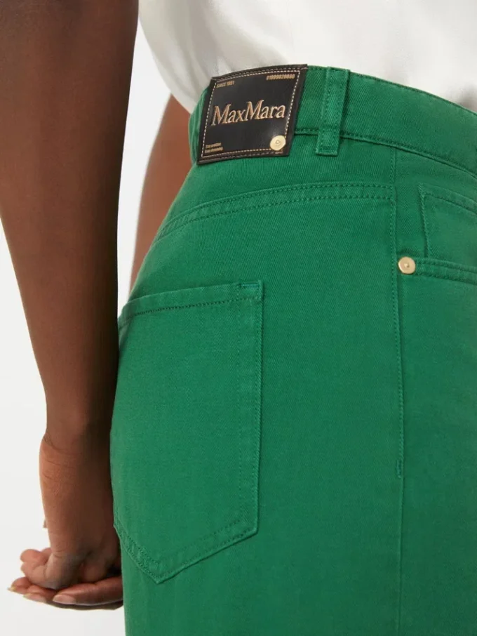 Pantalon 5 poches en coton et lin, vert Pantalon 5 poches en coton et lin, vert