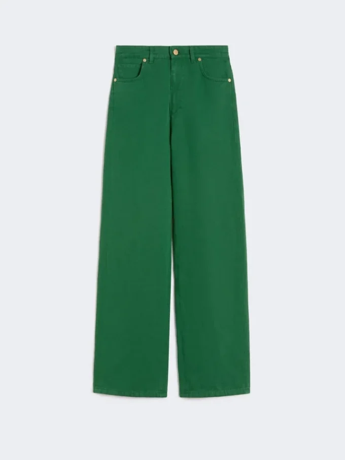 Pantalon 5 poches en coton et lin, vert Pantalon 5 poches en coton et lin, vert