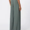Pantalon ample en laine et soie, vert foncé Pantalon ample en laine et soie, vert foncé