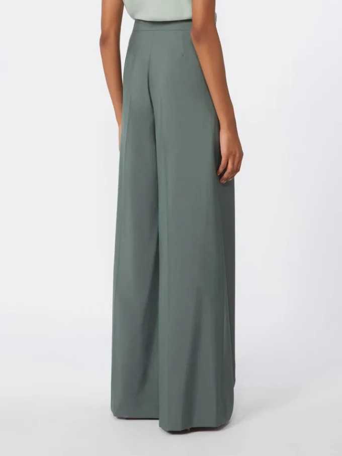 Pantalon ample en laine et soie, vert foncé Pantalon ample en laine et soie, vert foncé