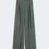 Pantalon ample en laine et soie, vert foncé Pantalon ample en laine et soie, vert foncé