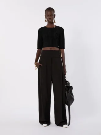 Crop top en viscose stretch, noir