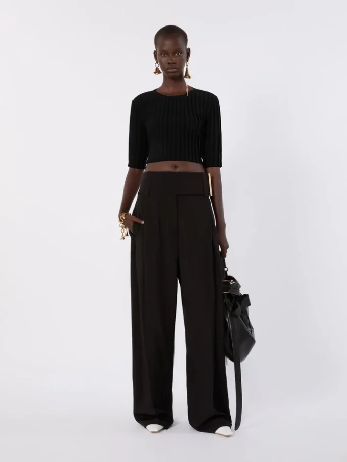 Crop top en viscose stretch, noir Crop top en viscose stretch, noir