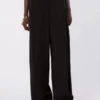 Pantalon ample en satin de viscose, noir Pantalon ample en satin de viscose, noir