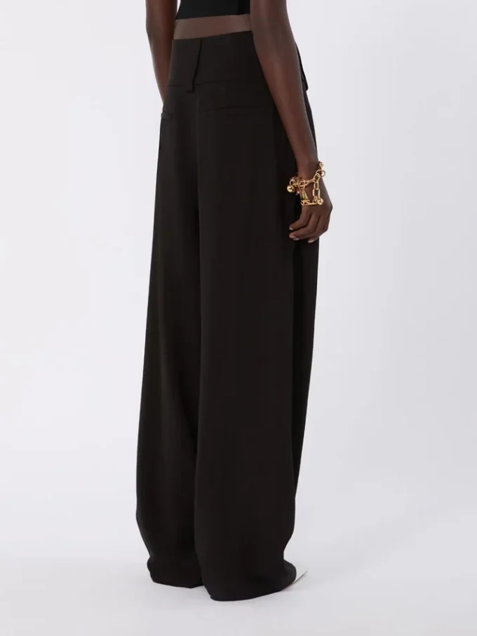 Pantalon ample en satin de viscose, noir Pantalon ample en satin de viscose, noir