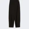 Pantalon ample en satin de viscose, noir Pantalon ample en satin de viscose, noir