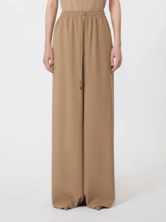 Pantalon ample en soie délavée, couleur noisette