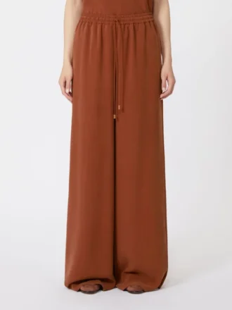 Pantalon ample en soie délavée, couleur terre cuite