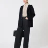 Pantalon baggy en satin de coton, bleu marine Pantalon baggy en satin de coton, bleu marine