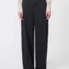 Pantalon baggy en satin de coton, bleu marine Pantalon baggy en satin de coton, bleu marine