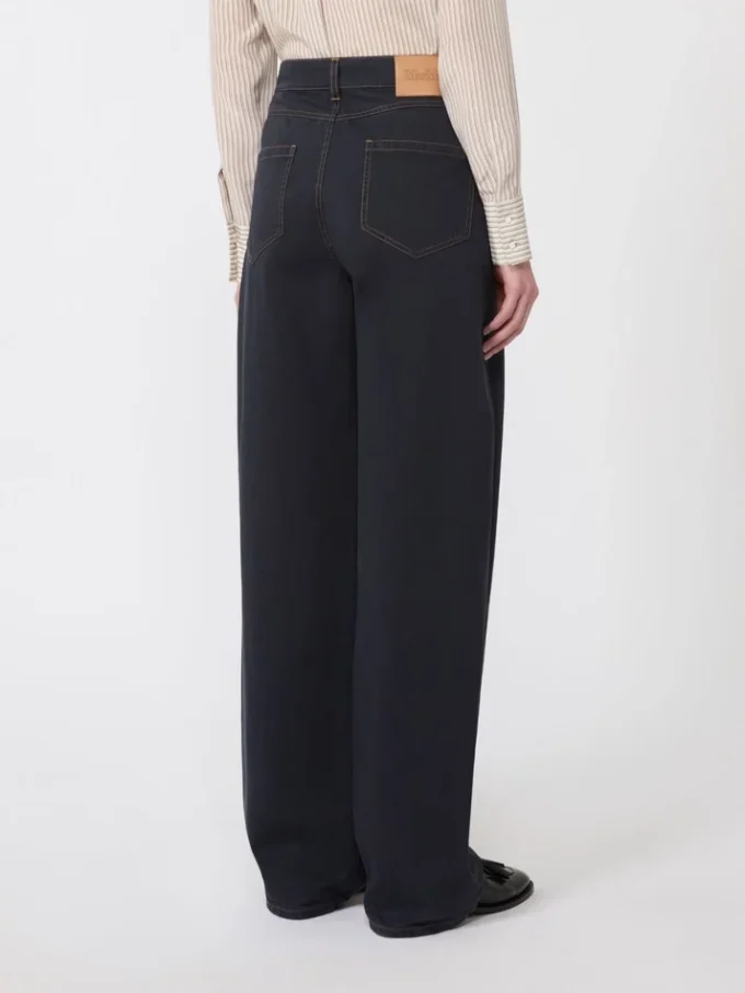 Pantalon baggy en satin de coton, bleu marine Pantalon baggy en satin de coton, bleu marine