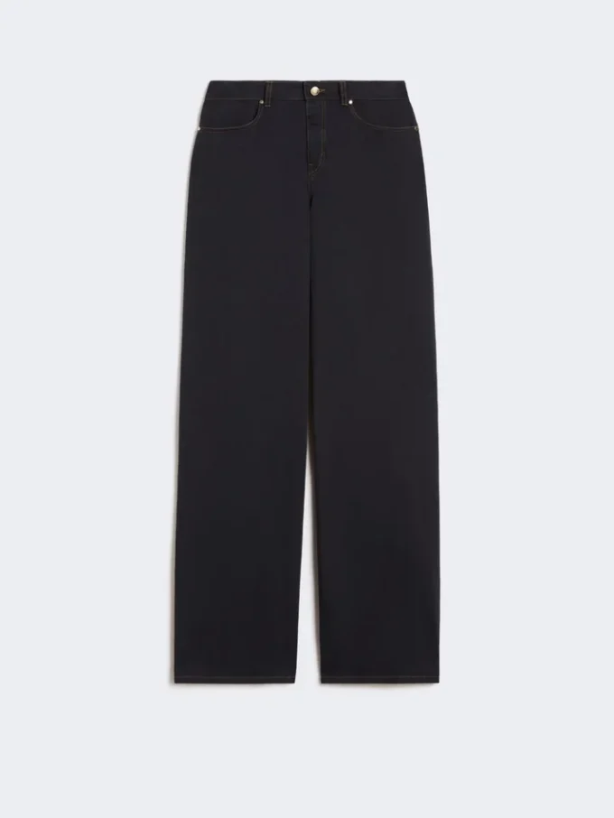 Pantalon baggy en satin de coton, bleu marine Pantalon baggy en satin de coton, bleu marine