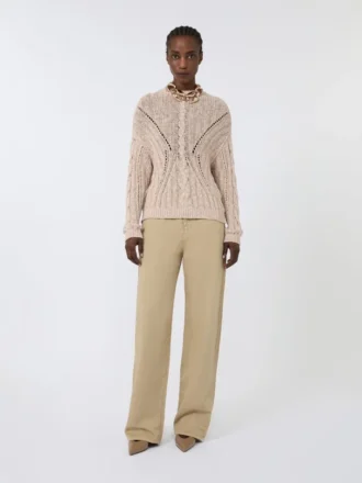 Pantalon baggy en satin de coton, style colonial