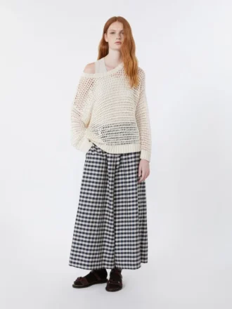 Pantalon Batavia en coton et ramie, bleu marine