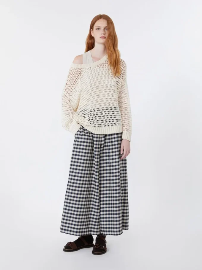 Pantalon Batavia en coton et ramie, bleu marine Pantalon Batavia en coton et ramie, bleu marine