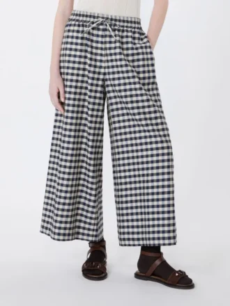 Pantalon Batavia en coton et ramie, bleu marine