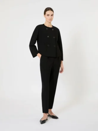Pantalon carotte en cady, noir
