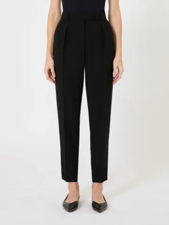 Pantalon carotte en cady, noir
