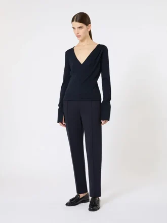 Pantalon cigarette en jersey scuba, bleu outremer