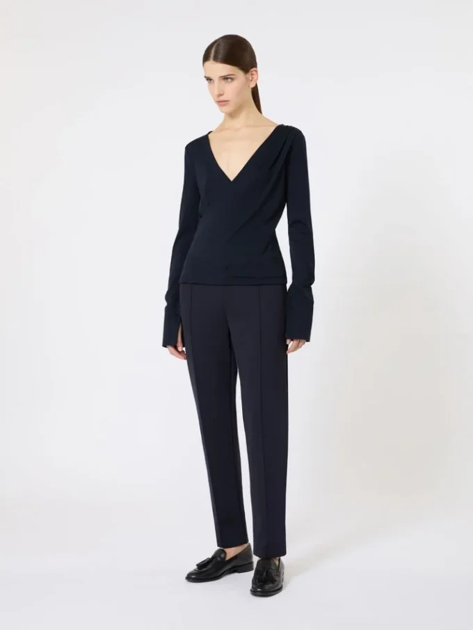 Haut en jersey de laine, bleu outremer Haut en jersey de laine, bleu outremer