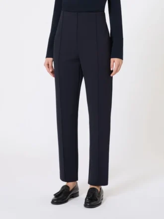 Pantalon cigarette en jersey scuba, bleu outremer