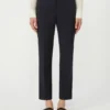 Pantalon cigarette en laine stretch, bleu marine Pantalon cigarette en laine stretch, bleu marine