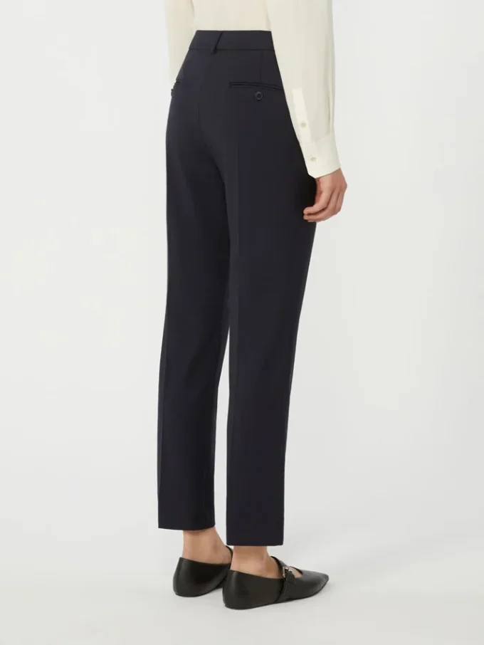 Pantalon cigarette en laine stretch, bleu marine Pantalon cigarette en laine stretch, bleu marine