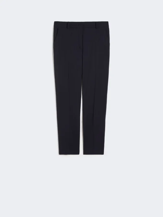 Pantalon cigarette en laine stretch, bleu marine Pantalon cigarette en laine stretch, bleu marine