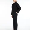 Pantalon droit en cady, bleu marine Pantalon droit en cady, bleu marine