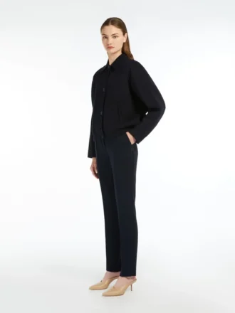 Pantalon droit en cady, bleu marine