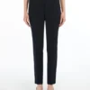 Pantalon droit en cady, bleu marine Pantalon droit en cady, bleu marine