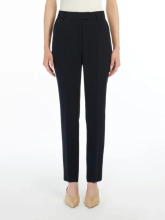 Pantalon droit en cady, bleu marine