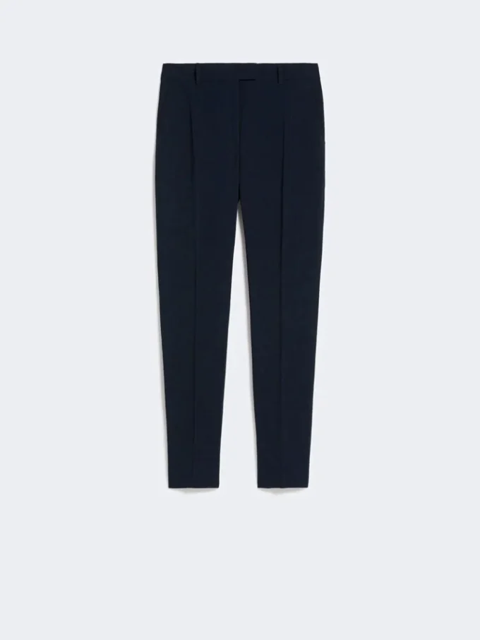 Pantalon droit en cady, bleu marine Pantalon droit en cady, bleu marine