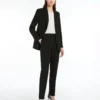 Pantalon droit en cady, noir Pantalon droit en cady, noir