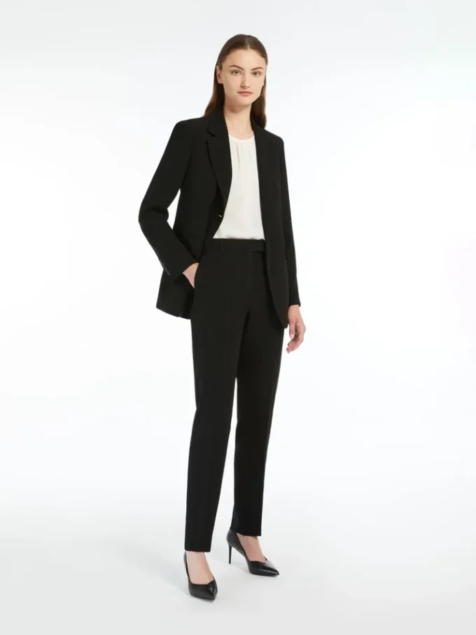 Pantalon droit en cady, noir Pantalon droit en cady, noir