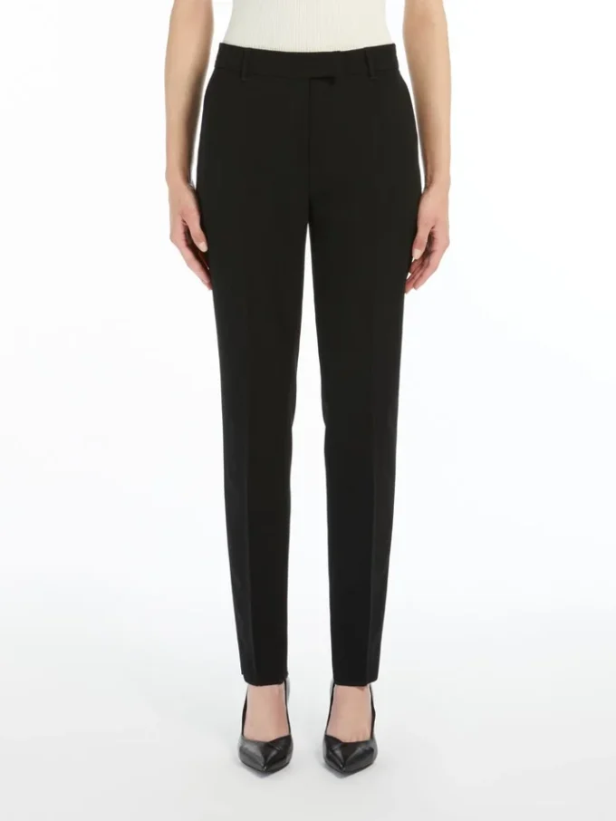 Pantalon droit en cady, noir Pantalon droit en cady, noir