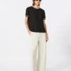 Pantalon droit en jersey scuba, beige