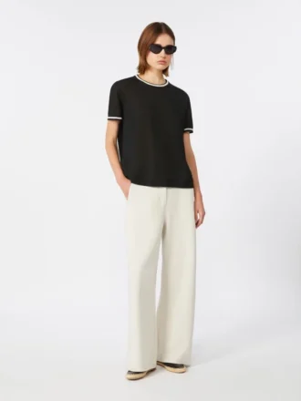 Pantalon droit en jersey scuba, beige Pantalon droit en jersey scuba, beige