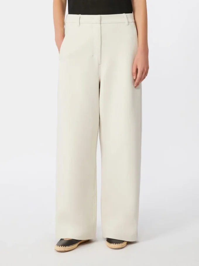 Pantalon droit en jersey scuba, beige