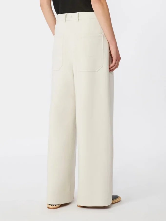 Pantalon droit en jersey scuba, beige
