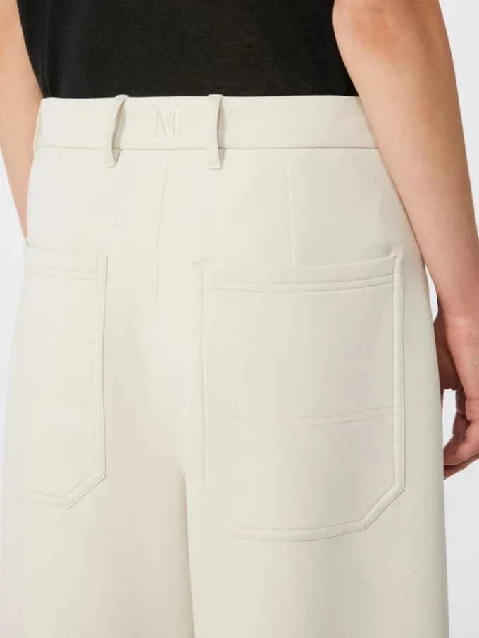 Pantalon droit en jersey scuba, beige