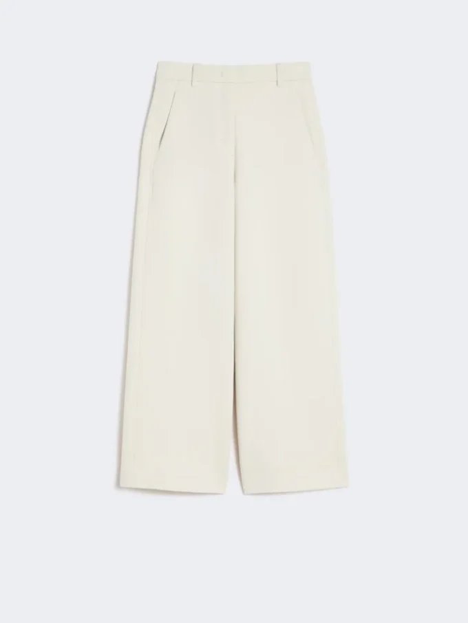 Pantalon droit en jersey scuba, beige