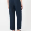 Pantalon droit en lin tissé natté, bleu nuit Pantalon droit en lin tissé natté, bleu nuit