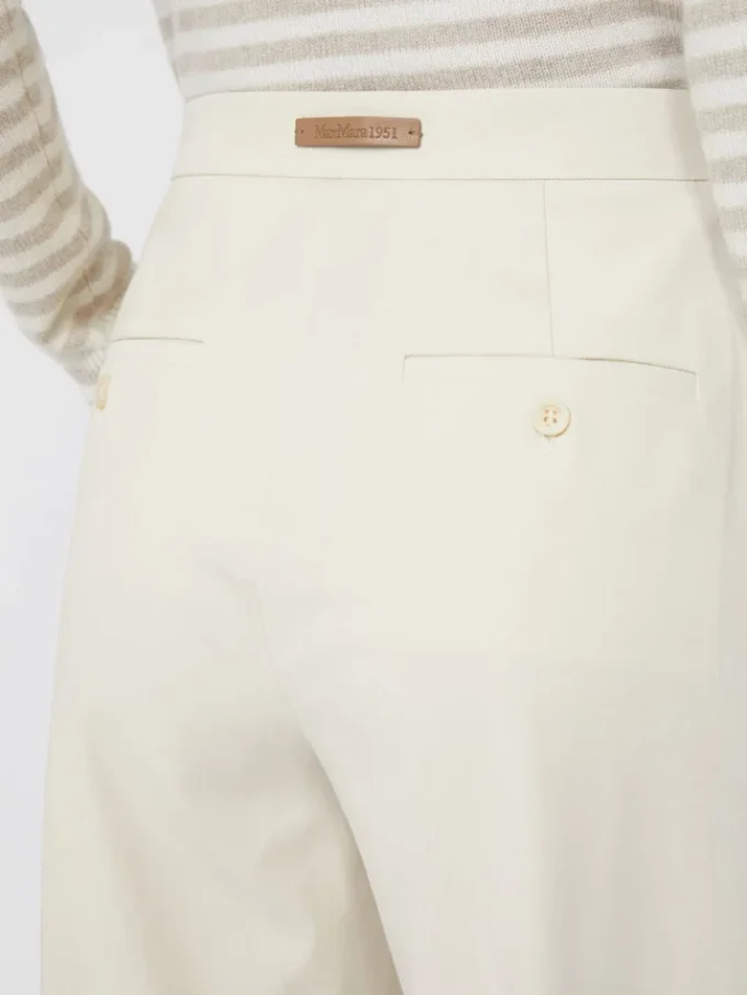 Pantalon droit en sergé de coton, ivoire Pantalon droit en sergé de coton, ivoire